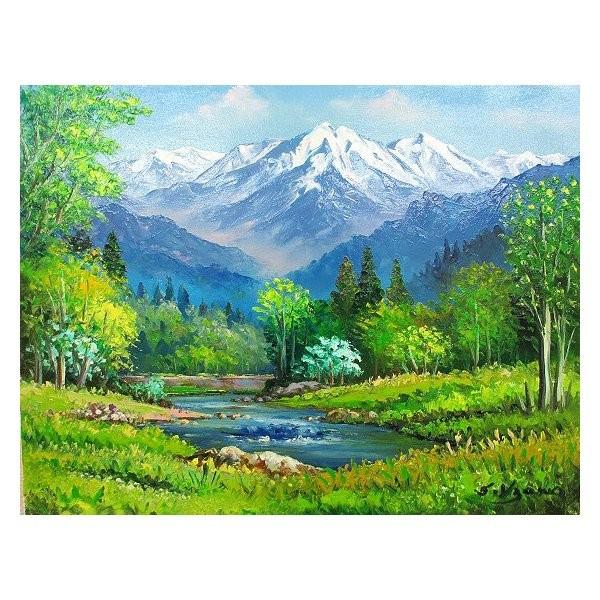 油絵 油彩画 洋画 (油絵額縁付きで納品対応可) WF3 「八ヶ岳」 羽沢 清水