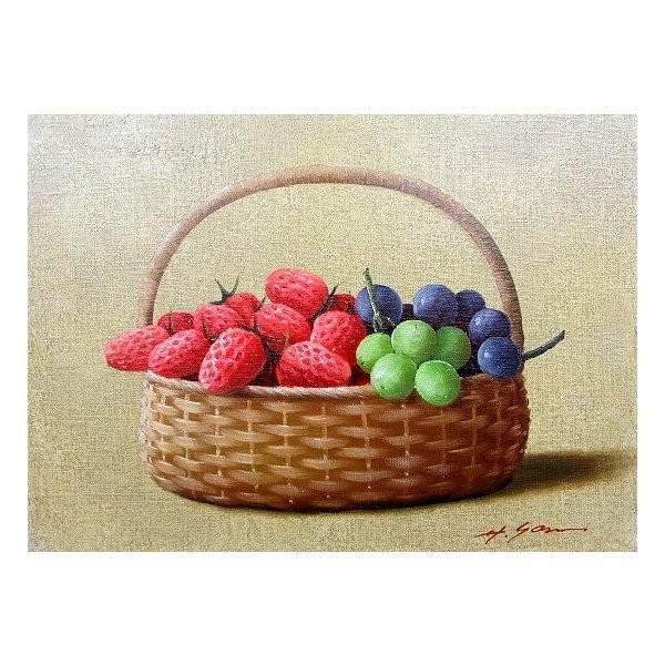 油絵 油彩画 洋画 (油絵額縁付きで納品対応可) P15号 「果物」 安田 英明
