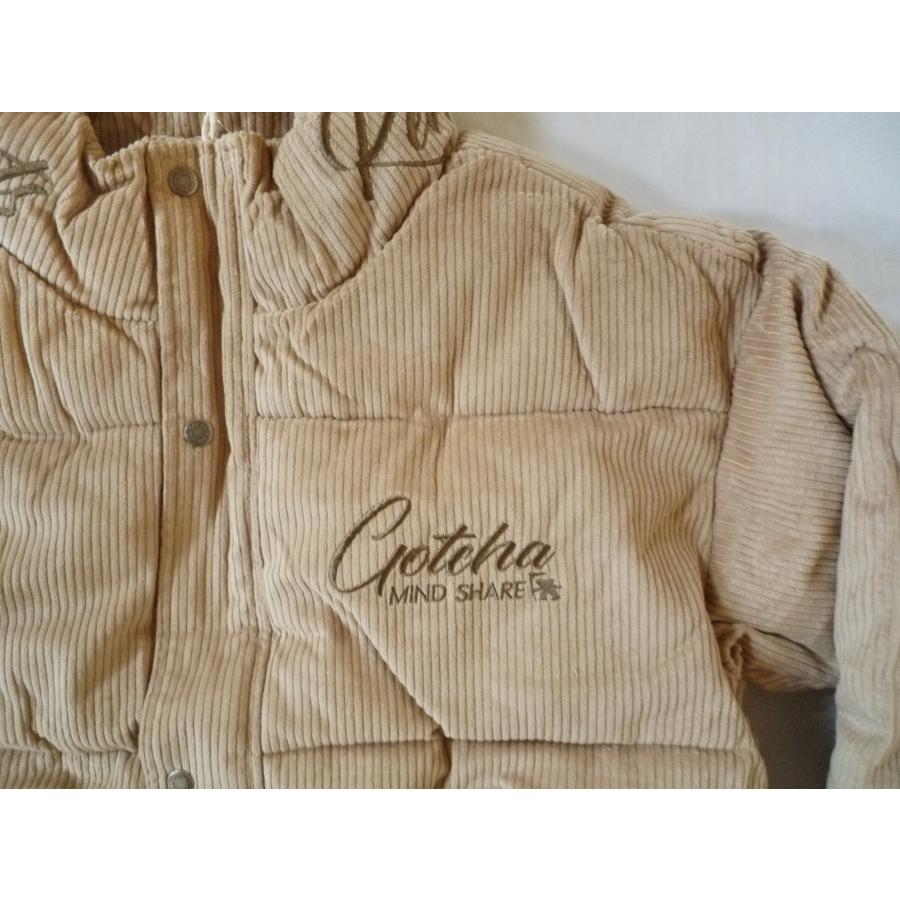 GOTCHA ガッチャ コーデュロイ中綿ジャケット 太畝 フェイクダウン スタンドネック 刺繍ロゴ ベージュ Lサイズ |  | 03