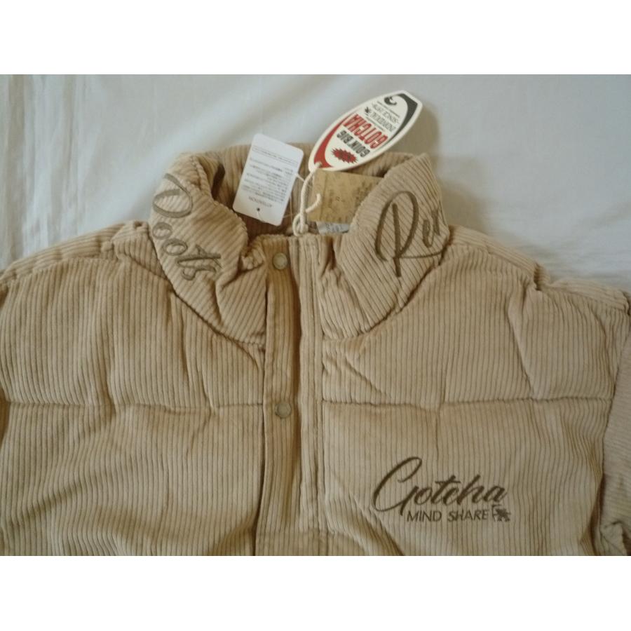 GOTCHA ガッチャ コーデュロイ中綿ジャケット 太畝 フェイクダウン スタンドネック 刺繍ロゴ ベージュ Mサイズ |  | 01