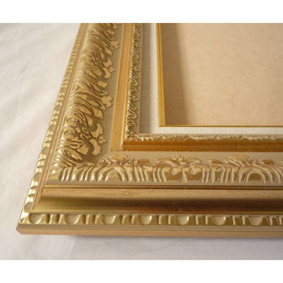 金色の装飾的な油彩額縁M15④ 額縁 油彩額縁 3484 F10 号(530×455) （アクリル仕様・木製