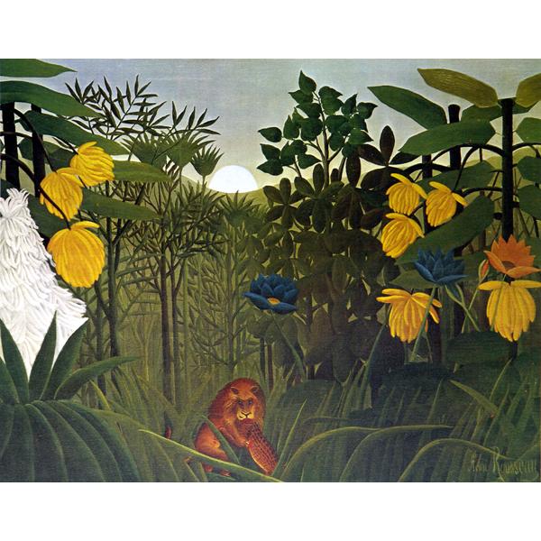 ◆真作◆ アンリ・ルソー ”ライオンの食事” 56/300 ジャングルシリーズ 絵画 世界の名画シリーズ 額縁付 アンリ・ルソー 「ライオンの食事