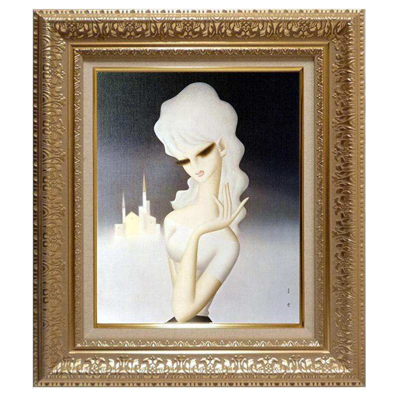 YellowKorner プリント絵画　フレーム付き 絵画 世界の名画シリーズ フレーム 額縁付 東郷 青児 「遠い街