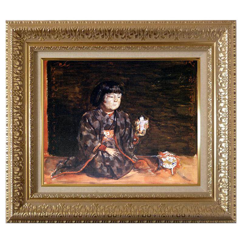 絵画 世界の名画シリーズ フレーム 額縁付 岸田劉生 「麗子座像