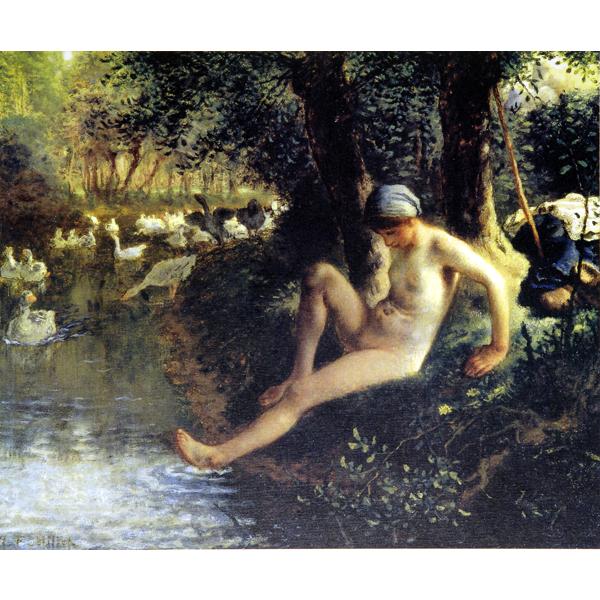 絵図 領域の雄篇続きもの 写真立て付 ジャン・フランソワ・ミレー 「が鳥番のうしろ帯」 お買い得大きさ： F6号 プリハード