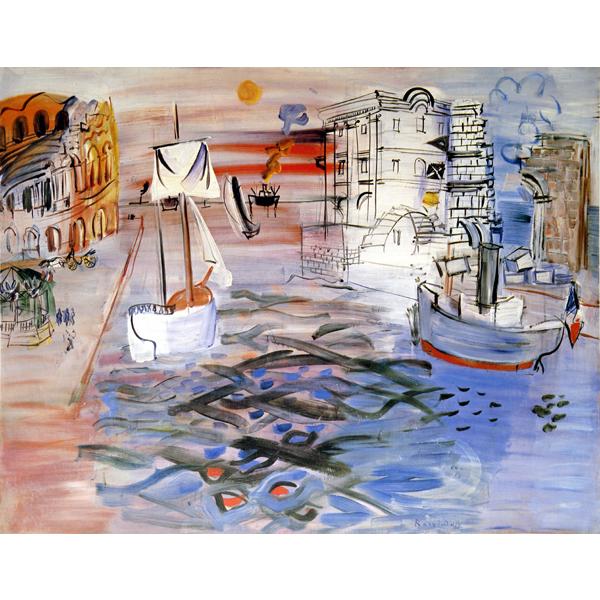 絵画 世界の名画シリーズ 額縁付 ラウル・デュフィ 「帆船のある