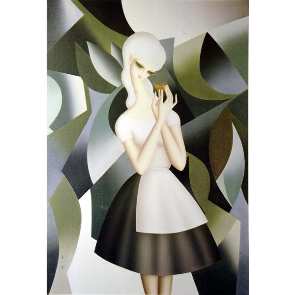 絵画 世界の名画シリーズ フレーム 額縁付 東郷 青児 「蝶」 お買い得