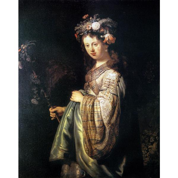 レンブラント、【アルカデアの衣装をつけたフローラ】希少豪華画集画、新品額・額装付 絵画 世界の名画シリーズ 額縁付 レンブラント・ファン・レイン