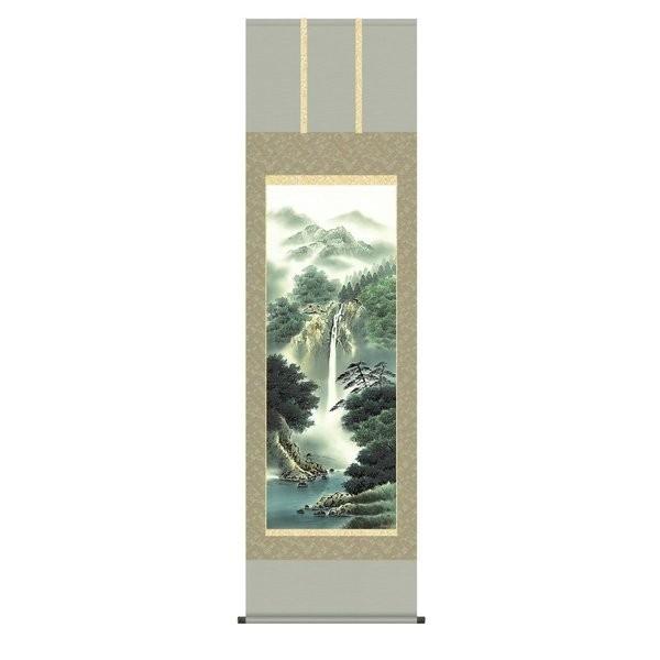 掛軸 純国産掛け軸 床の間 景色画 「幽山谷地形」 鈴村秀山 尺五 かざり付ける箱納める オニックス沈子 殺虫剤香お持て成し 日本画-美術、工芸品-楽器、手芸、コレクション