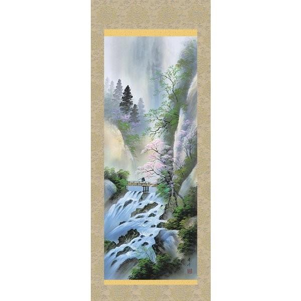 掛け軸 掛軸 純国産掛け軸 床の間 山水画 「四季彩遷（桜花爛漫） 春