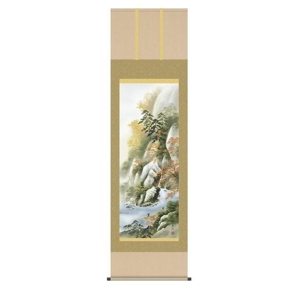 掛軸 純国産掛け軸 床の間 山水画 「四季彩遷（紅葉山景） 秋」 小林秀峰 尺五 化粧箱収納 オニックス風鎮 防虫香サービス