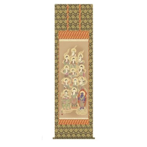 掛軸 純国産掛け軸 床の間 仏事画 「十三佛」 山村観峰 尺五 かざり付ける箱納める オニックス沈子 殺虫剤香お持て成し 絵画-日本画-楽器、手芸、コレクション
