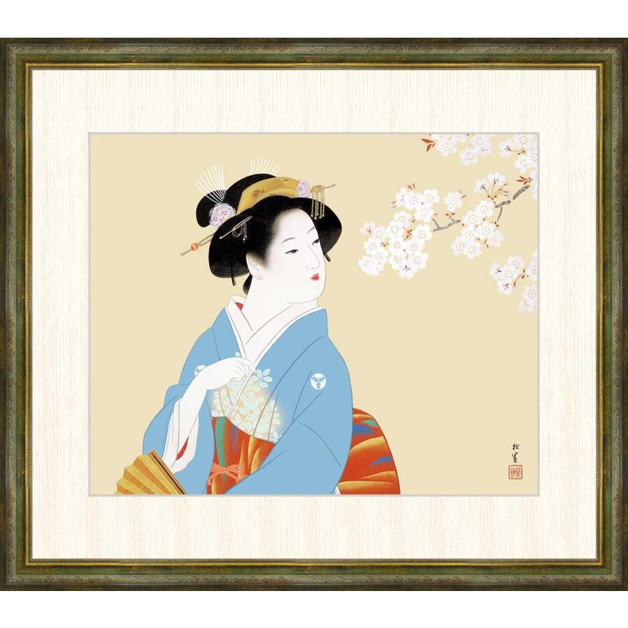 高精細デジタル版画 額装絵画 上村松園作 「花下美人」 F8
