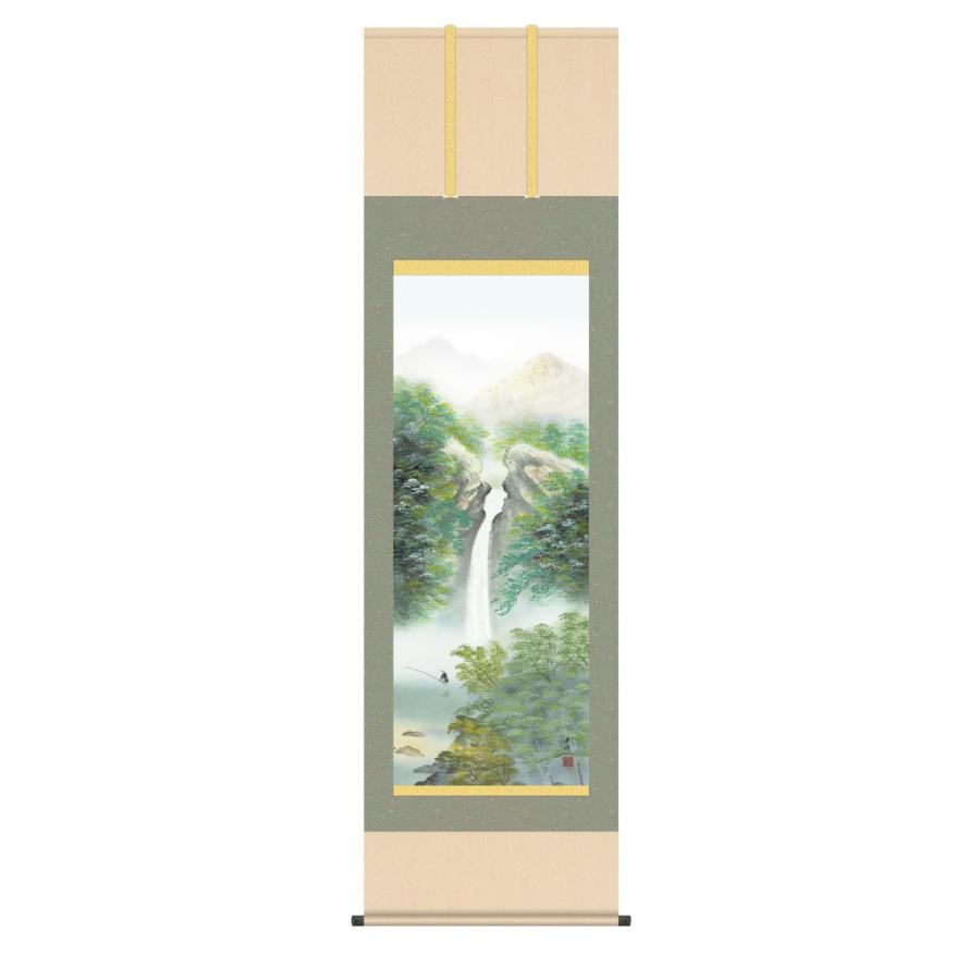 掛け軸 高精細巧芸画 純国産掛け軸 山水画 小林 秀峰 「清風情景」 尺五 オニックス風鎮 防虫香サービス