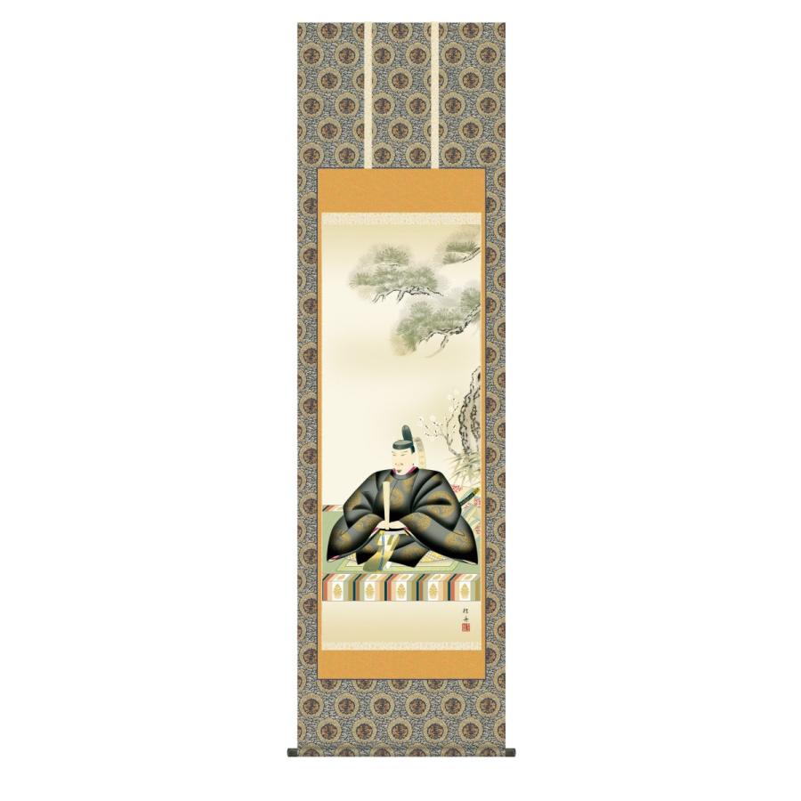 掛け軸 高精細巧芸画 純国産掛け軸 慶祝画 長江 桂舟 「天神」 尺五 オニックス風鎮 防虫香サービス