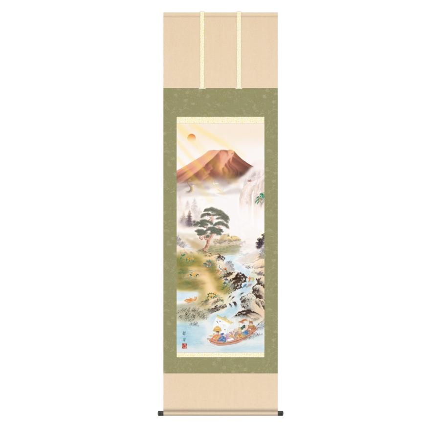 掛け軸 高精細巧芸画 純国産掛け軸 開運画 山本祥園 「開運万全図」 尺五 オニックス風鎮 防虫香サービス