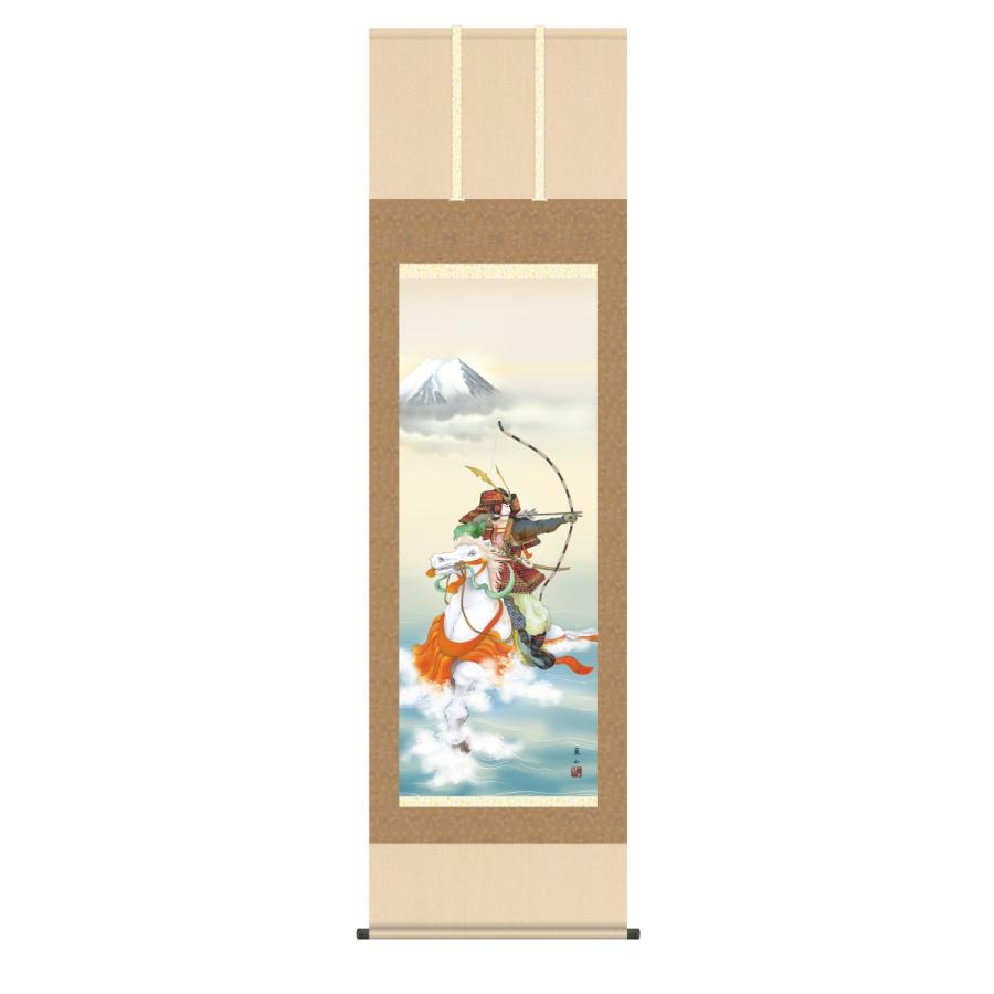 掛け軸 高精細巧芸画 純国産掛け軸 節句画 榎本 東山 「波上武者」 尺五 オニックス風鎮 防虫香サービス