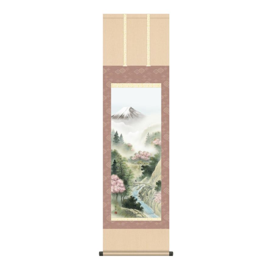 掛け軸 高精細巧芸画 純国産掛け軸 山水画 中山 雪邨 「富士賞翫」 四季セット 尺三 オニックス風鎮 防虫香サービス