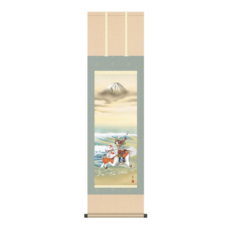 掛け軸 高精細巧芸画 純国産掛け軸 節句画 榎本 東山 「白馬武者」 尺