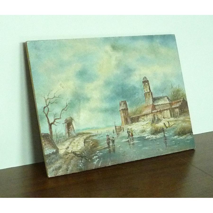 ヨーロッパ絵画 肉筆油絵 ライケルト作2 ボードサイズ18X13cm_3