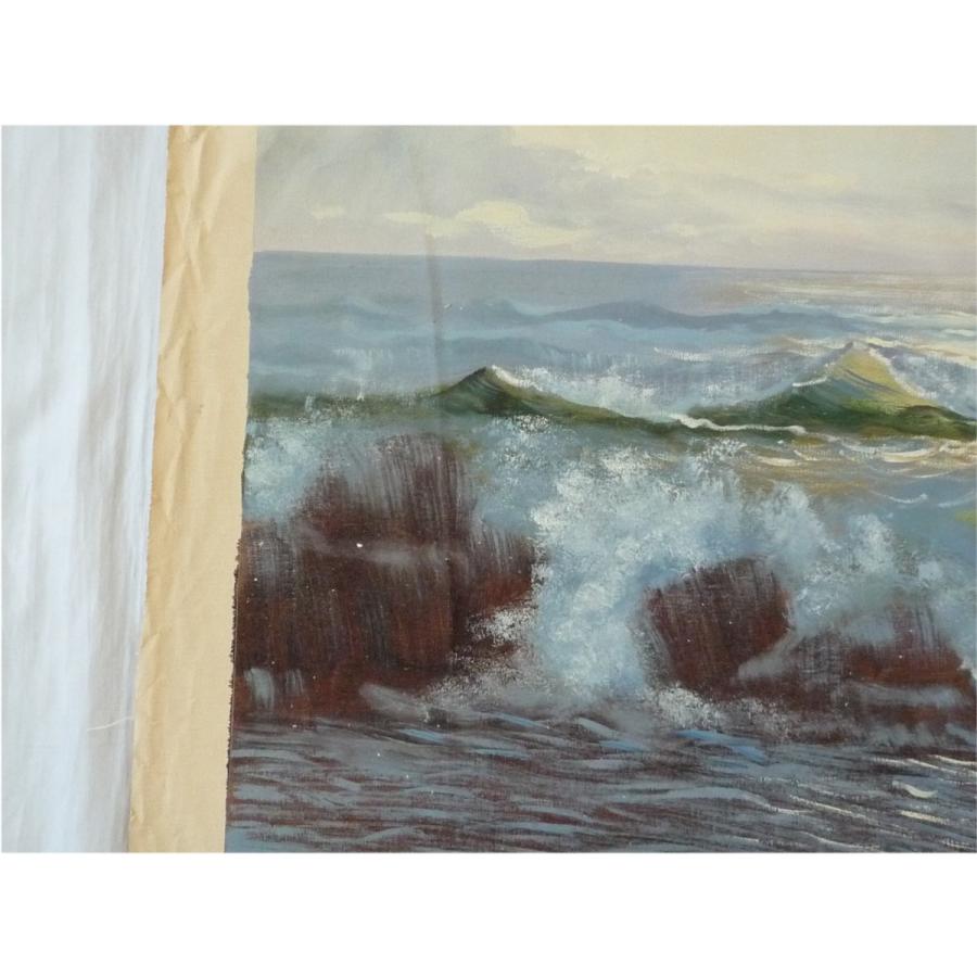 ヨーロッパ絵画油絵肉筆画手描き作品 ヨーロッパ絵画 肉筆油絵 40X80 ジアルディーノ作 「朝焼けの海」1