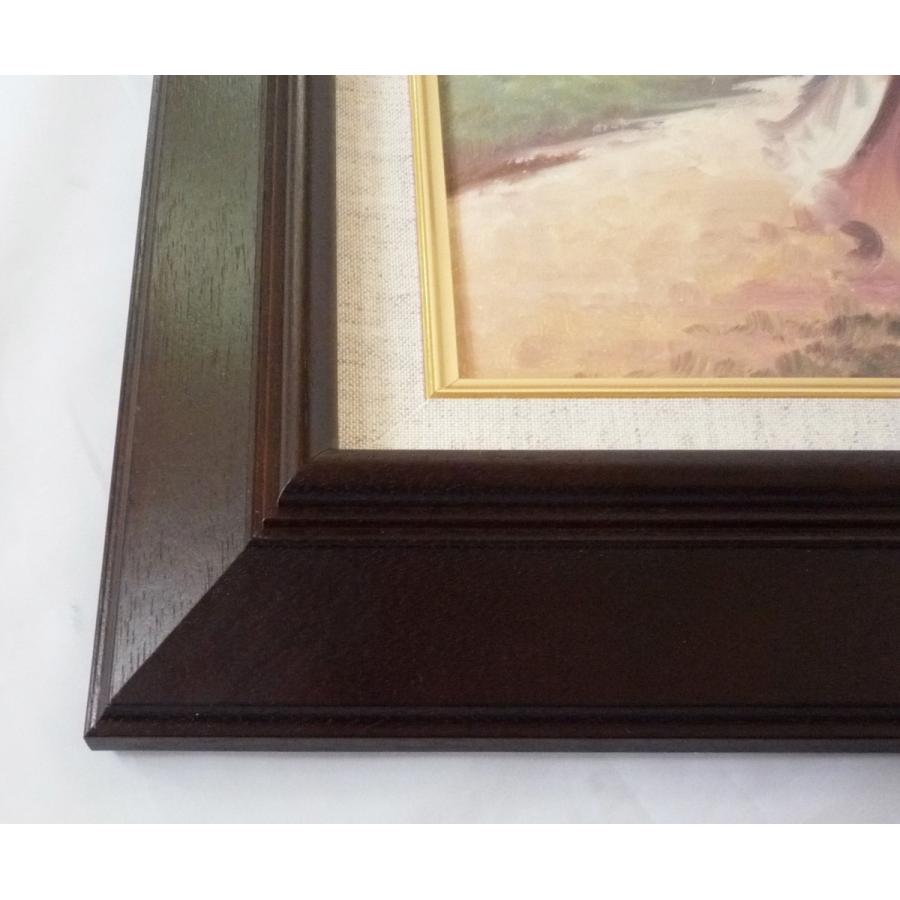 ヨーロッパ絵画 肉筆油絵 F4号 マルティニ作「散策」＋新品額縁