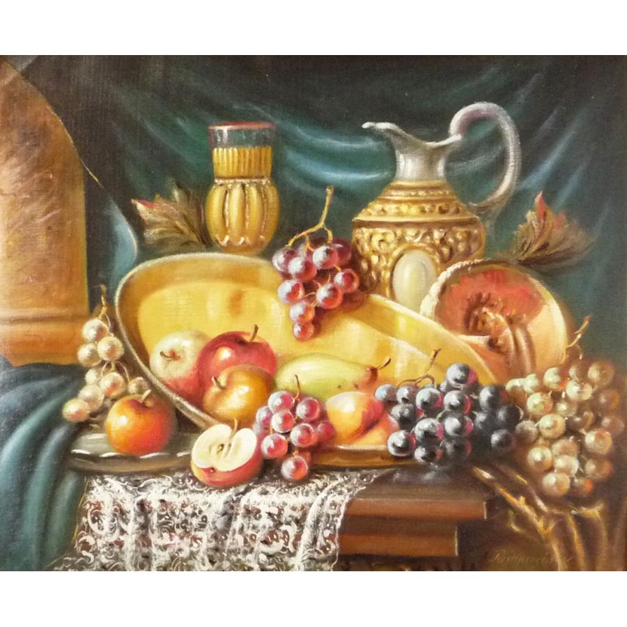 ヨーロッパ絵画 肉筆油絵 F8号 レインプレヒト作「静物」2＋新品