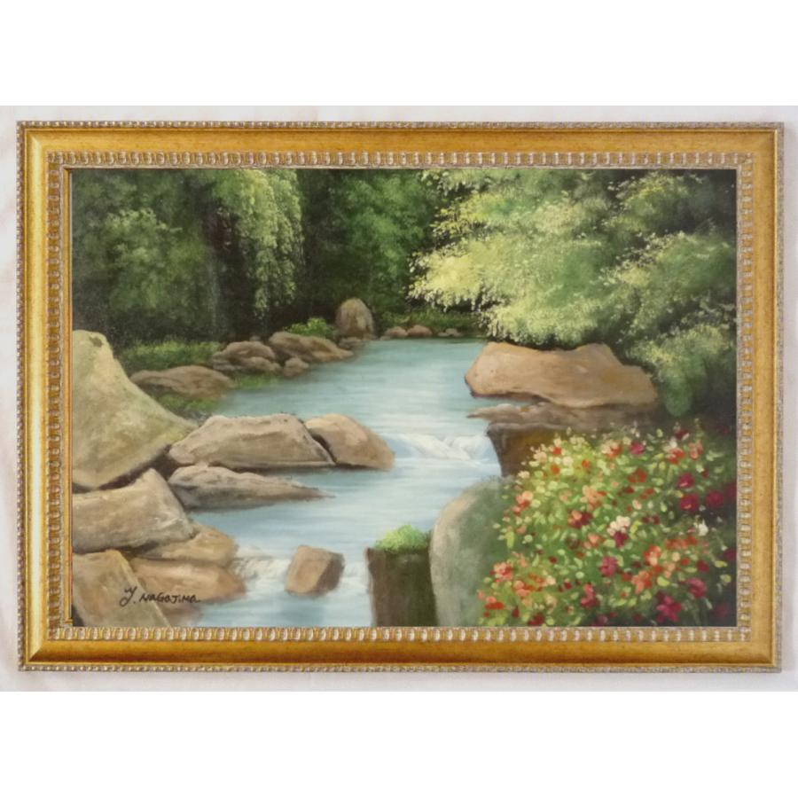 抽象画 現代アート「彩-13」 油彩の抽象画 F6号 木製フレーム付き