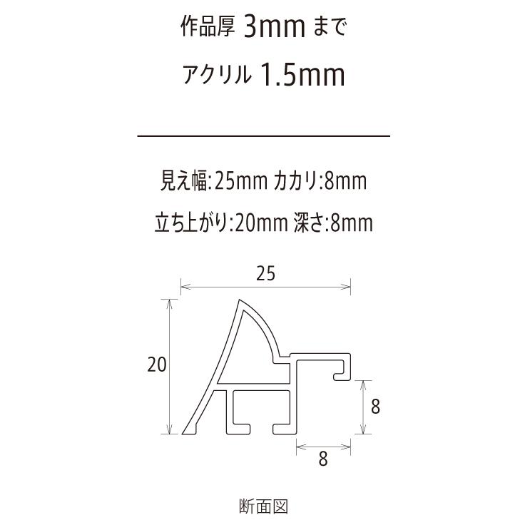 正方形の額縁 アルミフレーム エトルタ エメラルドグリーン サイズ450画_2