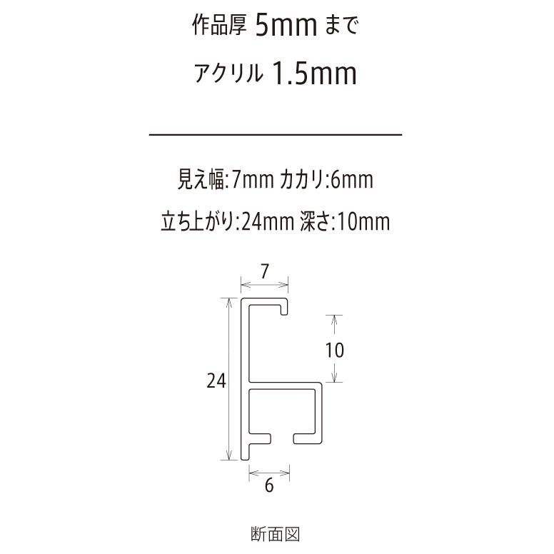 正方形の額縁 アルミフレーム T25 ブラック サイズ450画｜touo｜03