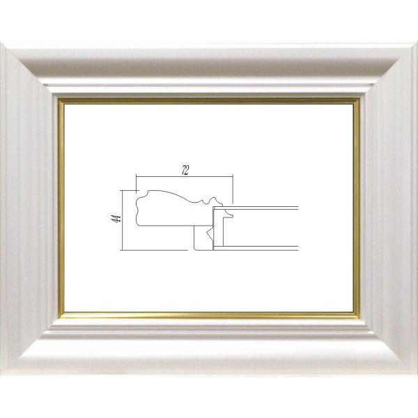 油絵/油彩額縁 樹脂製フレーム 3476 UVカットUVカットアクリル付 サイズ F15号 パールホワイト 金｜touo