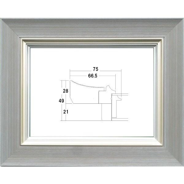 額縁　油絵/油彩額縁 木製フレーム UVカットアクリル付 3484N サイズ F3号 銀ねず シルバー グレー｜touo