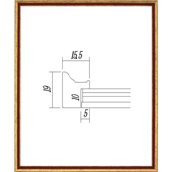 デッサン用額縁 木製フレーム 5902 八ッ切サイズ G/エンジ ゴールド｜touo