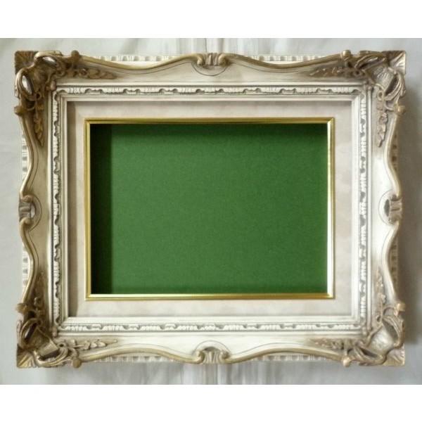 額縁　油絵/油彩額縁 成型フレーム アクリル付 7802 サイズ F3号 アンティークアイボリー サイズ