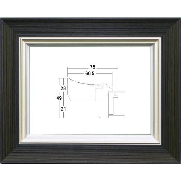 額縁 油絵/油彩額縁 木製フレーム UVカットアクリル付 3484N サイズ F0号 墨