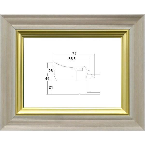 額縁 油絵/油彩額縁 木製フレーム UVカットアクリル付 3484N サイズ F0号 うす茶