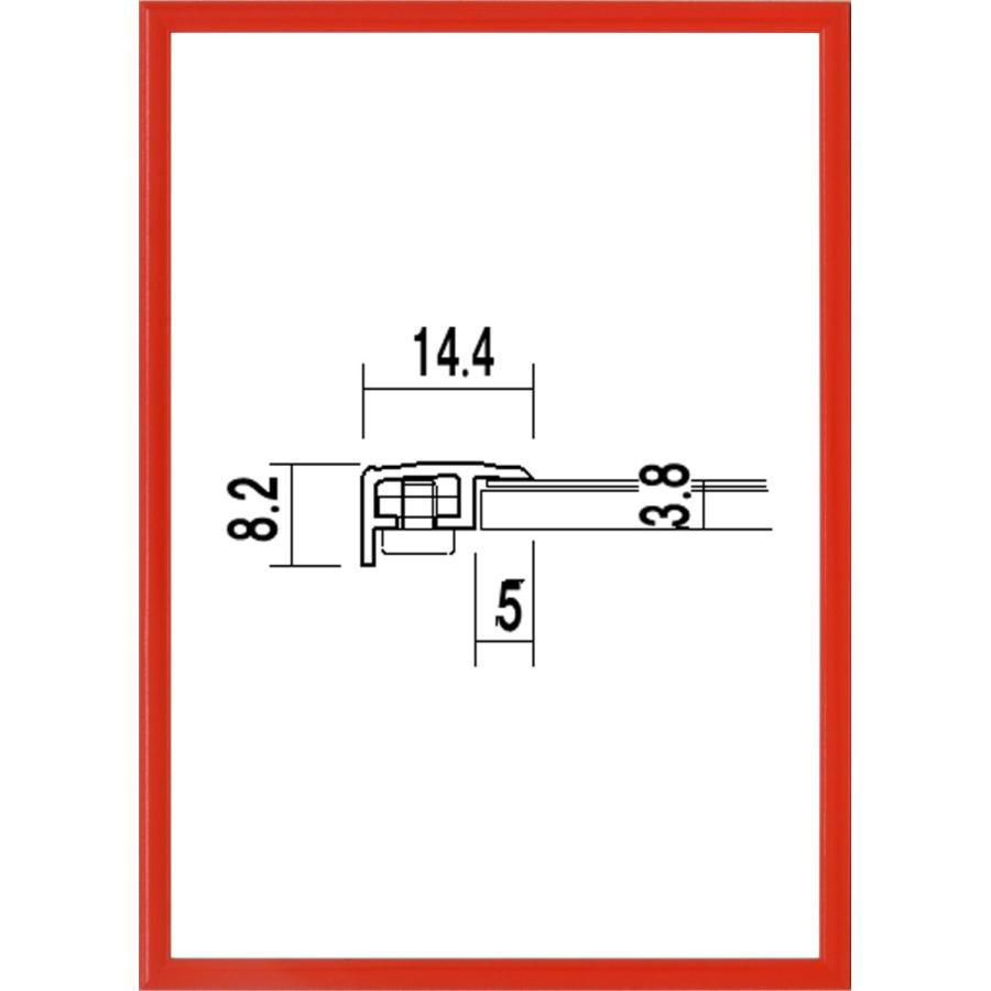 OA額縁 ポスターパネル アルミフレーム UVカットPET付 5015 かるフレーム B2サイズ 728X515mm レッド｜touo