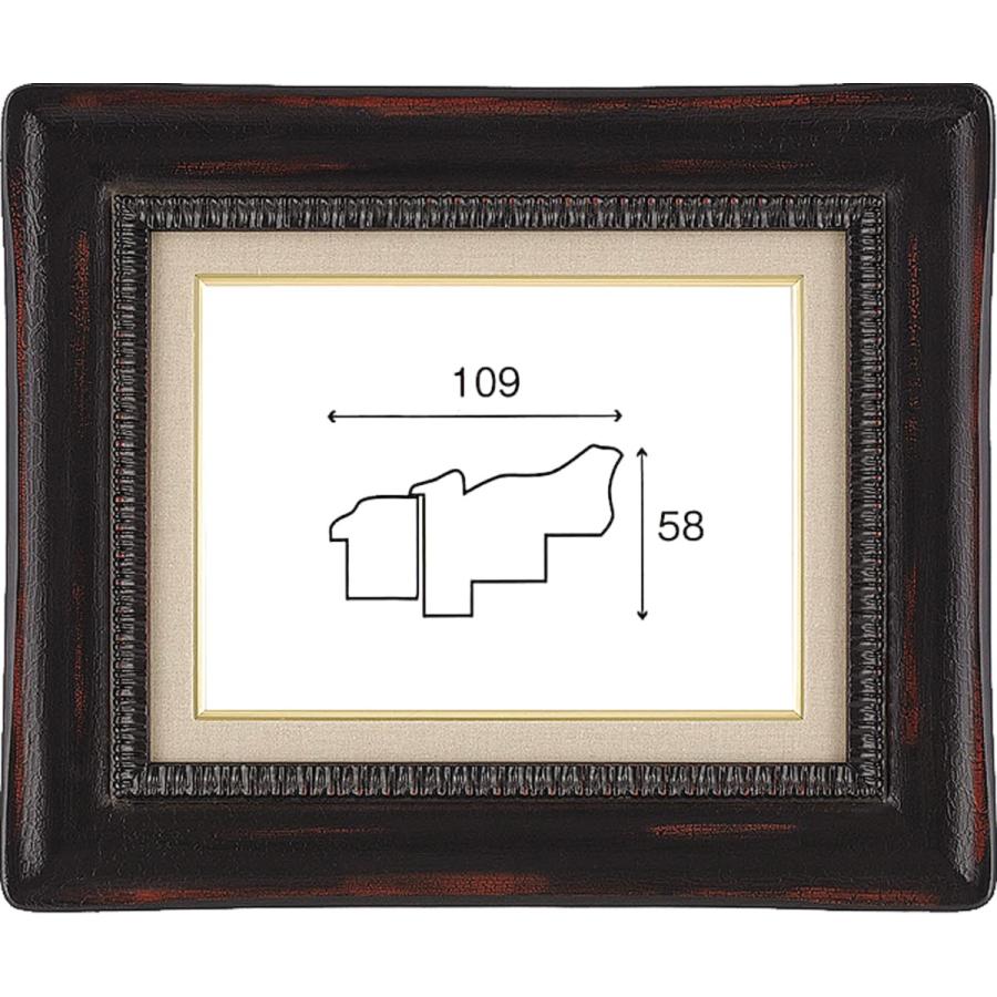 額縁　油絵/油彩額縁 木製フレーム 手作り ハンドメイド UVカットアクリル付 6301 サイズ F6号 黒クラック ブラック｜touo