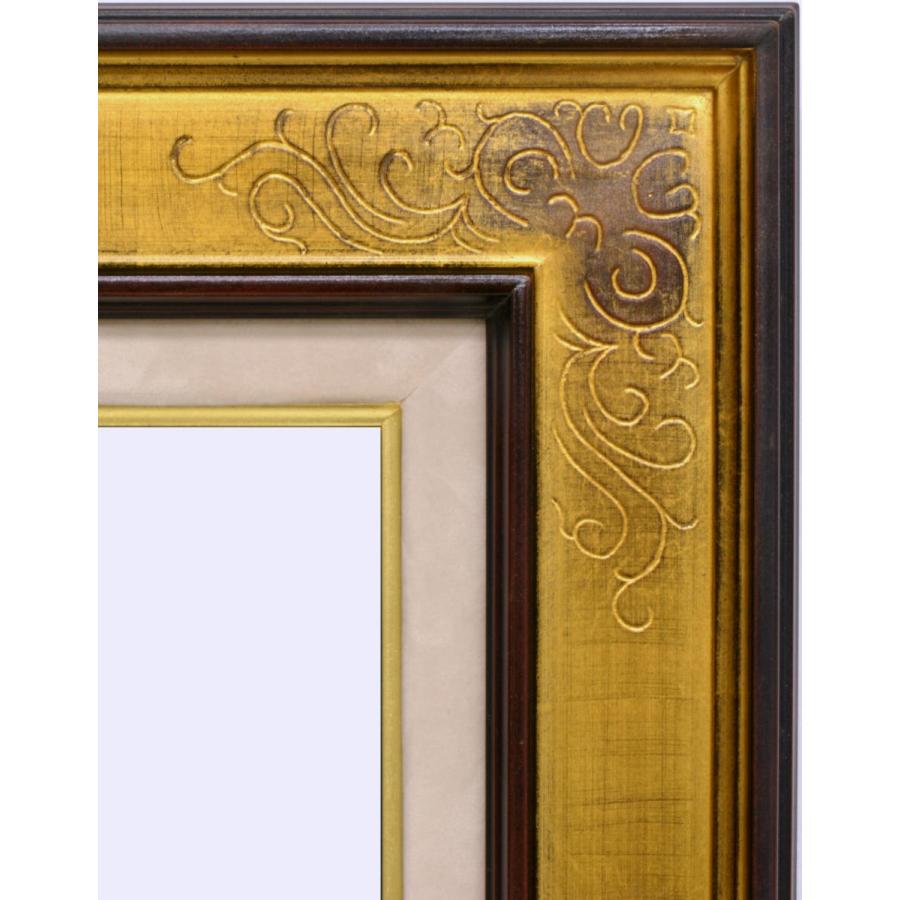 額縁　油絵/油彩額縁 木製フレーム 高級額縁 アクリル付 7102 サイズ F8号 ゴールド
