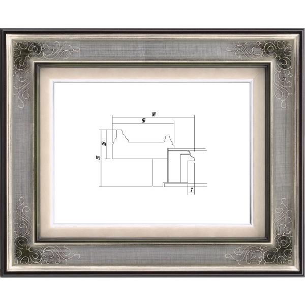 油絵/油彩額縁 木製フレーム 高級額縁 アクリル付 7102 サイズ F12号 シルバー｜touo