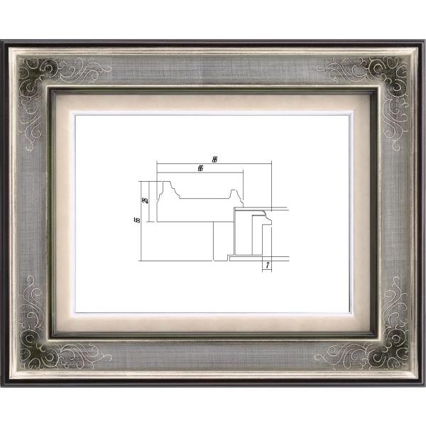 油絵/油彩額縁 木製フレーム 高級額縁 アクリル付 7102 サイズ P8号 シルバー