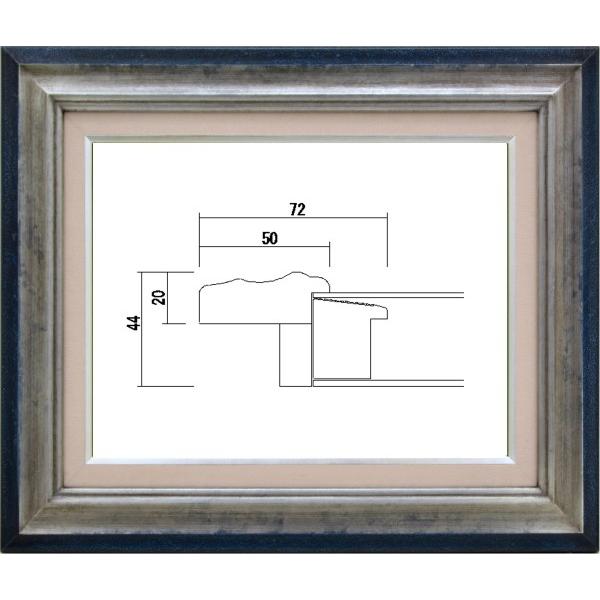 額縁　油絵/油彩額縁 木製フレーム アクリル付 7740 サイズ F15号 シルバー｜touo