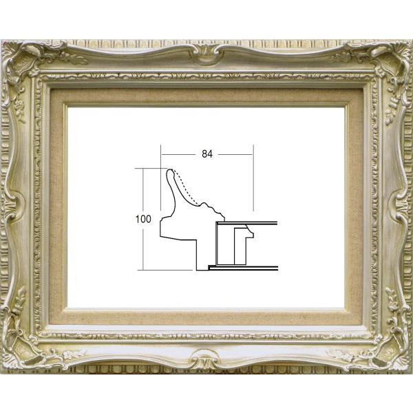 油絵用 額縁 アクリル付 7802 サイズ P12号 シルバー 銀
