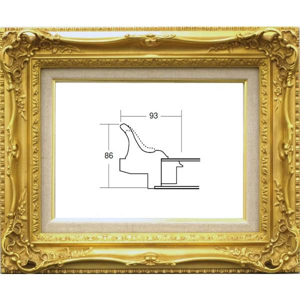 額縁　油絵/油彩額縁 木製フレーム 成型フレーム アクリル付 7840 サイズ F4号 ゴールド 金
