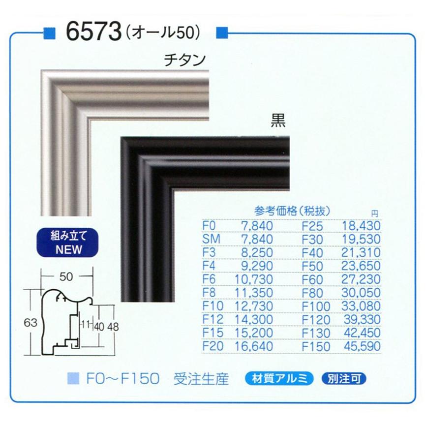 油絵/油彩額縁 アルミフレーム 仮縁 6573 サイズ F25号 チタン 黒 ブラック｜touo