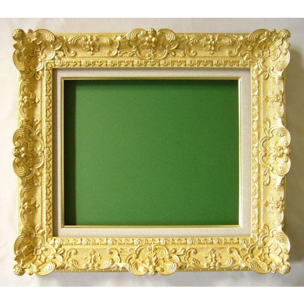 額縁 油絵/油彩額縁 成型フレーム アクリル付 7842 F6号 ゴールド 金