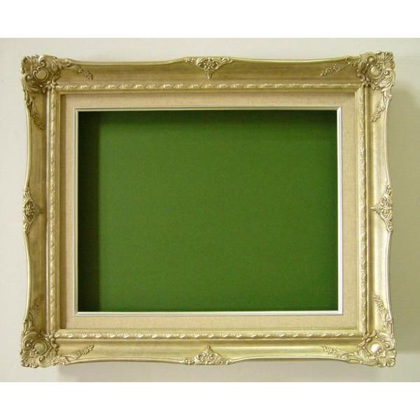 額縁　油絵/油彩額縁 成型フレーム アクリル付 9232N P20号 シルバー 銀