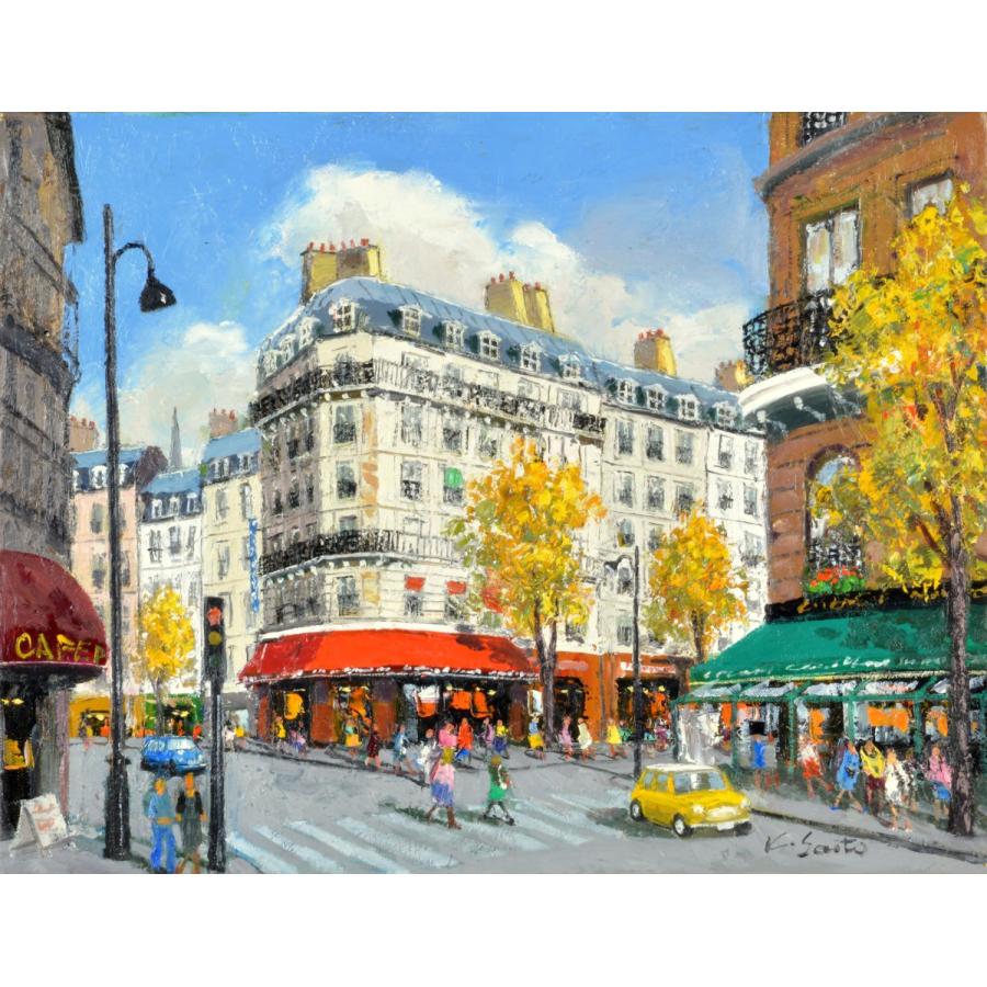 油彩画 洋画 肉筆絵画 （ 油絵額縁付きで納品対応可 ） NO.7 F30号サイズ 「パリの街角(1)」 斎藤 要