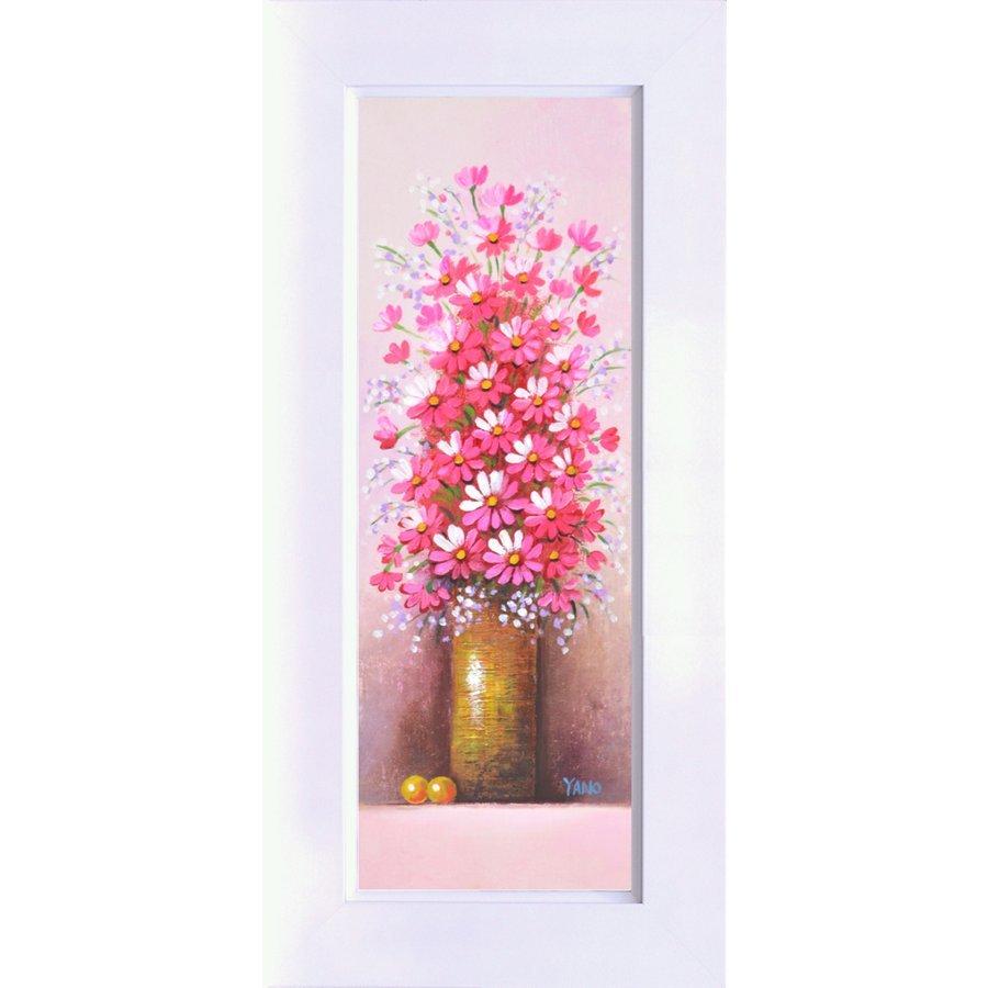 油彩画 洋画 肉筆絵画 セレクトアート (額縁 フレーム付き) WSMサイズ 矢野 恵子 「赤い花」 3450 WSM ホワイト