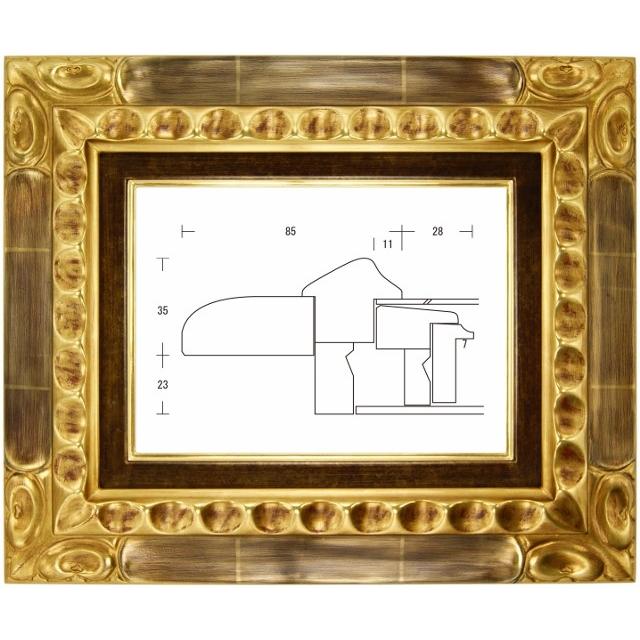 額縁 油彩額縁 油絵額縁 木製フレーム フォーブ 金 サイズF15号
